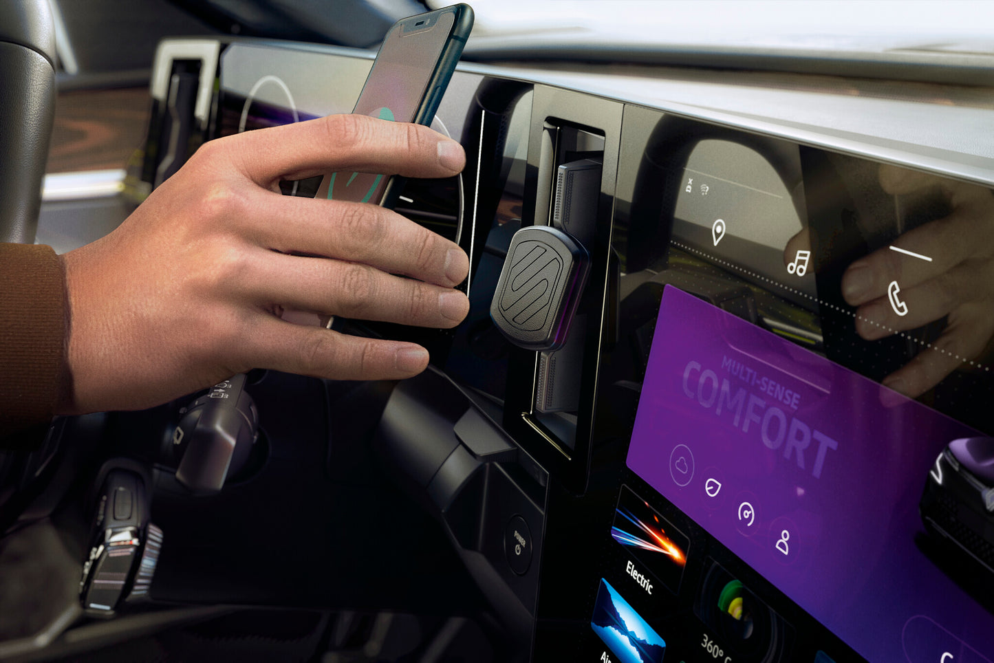Magnetic smartphone support on air vent