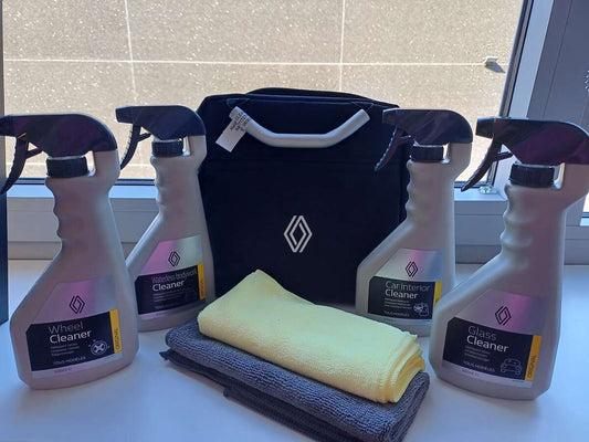 Renault Genuine Car Cleaning Kit Box 4 Cleaners 2 Microfibre Cloths With Storage