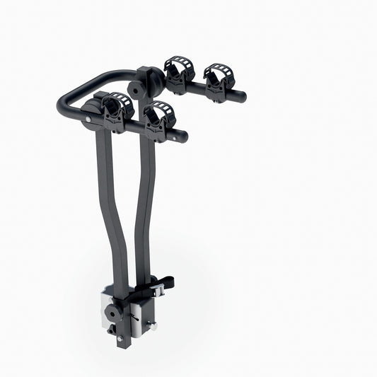 Towbar-mounted bicycle rack for 2 suspended bikes