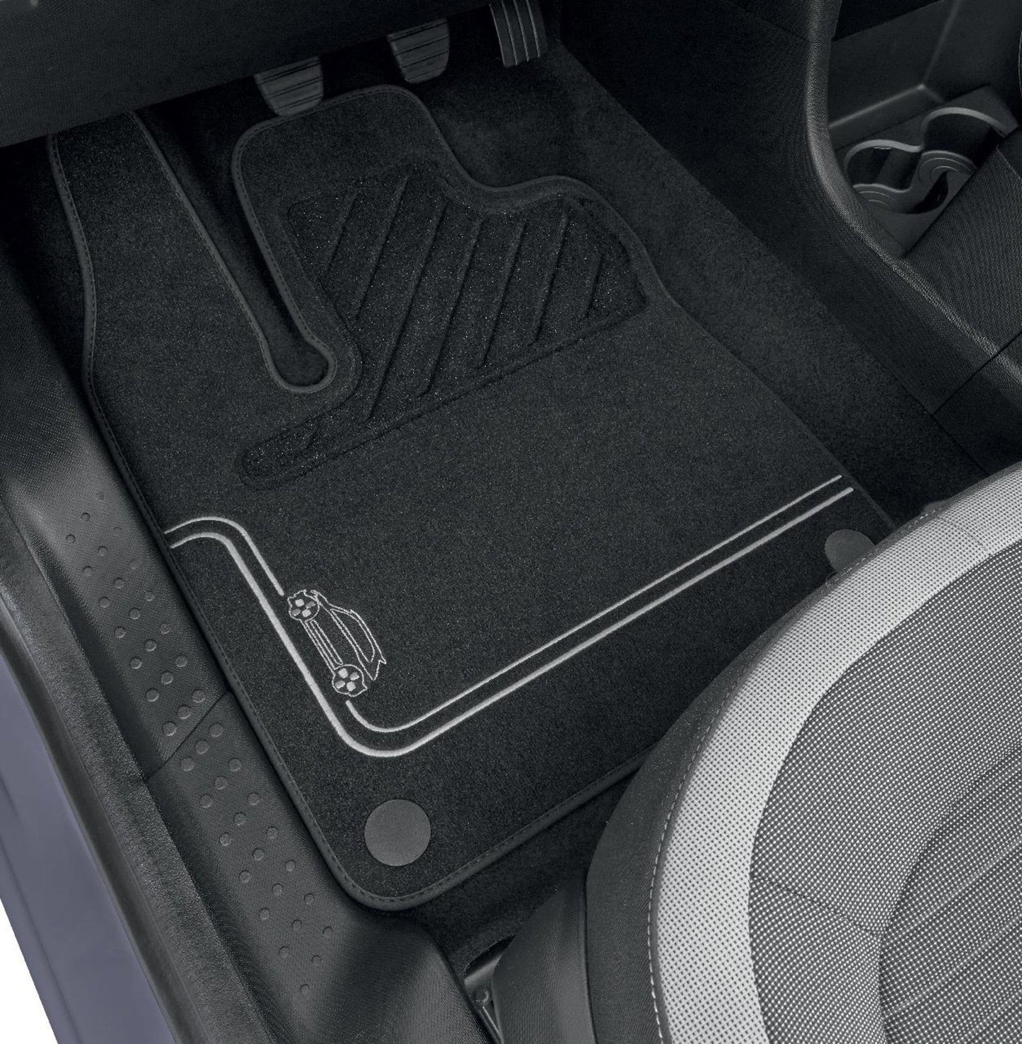 Twingo III Floor Mats: Premium Textile, White Accents