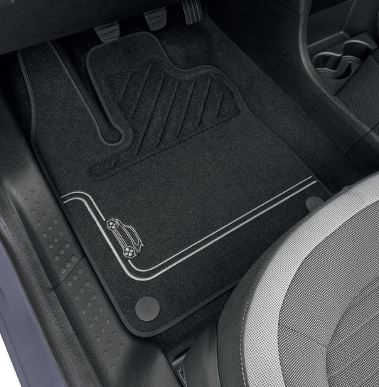 Twingo III Floor Mats: Premium Textile, White Accents